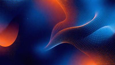 The primary subject of the image is a blue and orange spiral pattern. The setting is a dark blue background, which contrasts with the vibrant colors of the spiral pattern. The visual style appears to be a digital art or illustration, as the spiral pattern is intricately detailed and has a modern, geometric appearance. The colors and mood of the image are energetic and dynamic, with the blue and orange hues creating a sense of movement and depth.