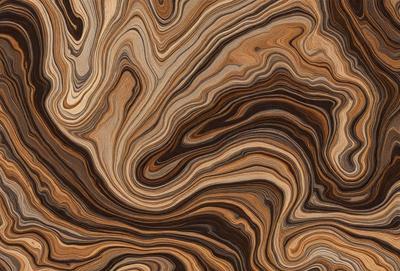 The primary subject of the image is a close-up of a wooden surface, possibly a table or a piece of wood, with a swirling pattern. The setting is indoors, and the visual style appears to be a close-up of a natural material. The colors and mood of the image are warm and earthy, with the wooden surface being the main focus.