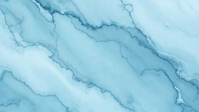 The primary subject of the image is a blue marble wall with a pattern of white and blue veins. The setting is a room with a blue marble floor. The visual style is a close-up of the marble wall, showcasing the intricate vein patterns. The colors and mood of the image are predominantly blue, creating a serene and calming atmosphere.