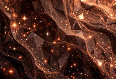 The primary subject of the image is a close-up of a patterned surface, possibly a piece of art or a textured wall. The setting appears to be a dark room, with the patterned surface being the main focus. The visual style of the image is a combination of photo and digital art, creating a unique and intriguing appearance. The colors and mood of the image are predominantly dark and moody, with the patterned surface providing a contrasting element of brightness and visual interest.