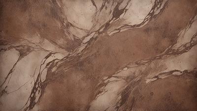 The primary subject of the image is a marble-like surface with a brown and white color scheme. The setting is a stone wall, and the visual style appears to be a combination of a photo and a drawing. The colors and mood of the image are warm and earthy, creating a natural and textured atmosphere.