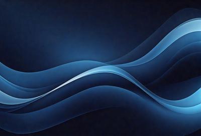 The primary subject of the image is a blue wave, which is the main focus of the scene. The setting is a dark blue background, creating a contrasting and dramatic effect. The visual style is a digital art or illustration, as the wave is depicted in a detailed and artistic manner. The dominant colors are blue and black, giving the image a calm and serene atmosphere.