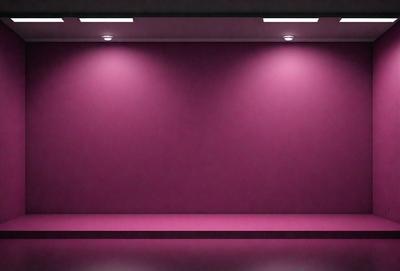 The primary subject of the image is a pink wall with a purple bench. The setting is a room with a purple bench and a purple wall. The visual style is a photo, and the colors and mood are predominantly purple, creating a calm and serene atmosphere.