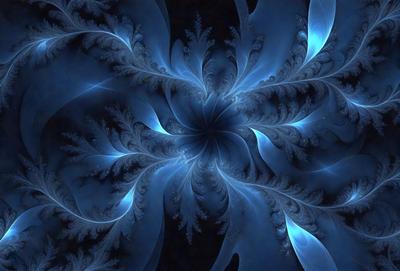 The primary subject of the image is a blue and white spiral pattern, which appears to be a digital art or illustration. The setting is a dark background, which contrasts with the bright blue and white colors of the spiral pattern. The visual style suggests that the image is a creative and artistic representation of a spiral, possibly inspired by nature or abstract patterns. The overall atmosphere of the image is one of beauty and intrigue, as the viewer is drawn into the depths of the spiral pattern.