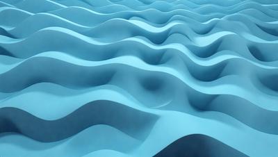 The primary subject of the image is a blue, wavy surface that resembles a wave or a ripple. The setting is a blue background, and the visual style appears to be a digital art or illustration. The dominant colors are blue and white, creating a calm and soothing atmosphere.