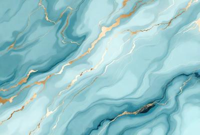 The primary subject of the image is a blue and gold marble wall. The setting is a room with a blue and gold marble wall, which serves as the background. The visual style is a photo of the marble wall, showcasing its intricate design and colors. The dominant colors are blue and gold, creating a luxurious and elegant atmosphere.