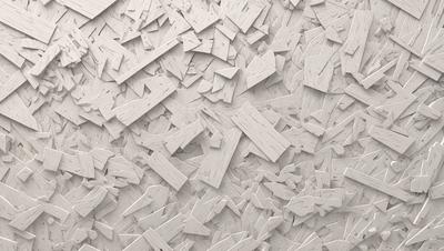 The primary subject of the image is a large pile of wooden planks, which are arranged in a visually interesting manner. The setting is a white wall, which serves as the background for the wooden planks. The visual style of the image is a combination of photo and digital art, as the wooden planks are arranged in a way that resembles a painting or a digital collage. The colors and mood of the image are predominantly white, giving it a clean and minimalist appearance.