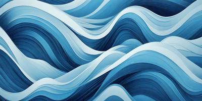 The primary subject of the image is a blue and white ocean wave. The setting is the ocean, with the wave being the main focus of the image. The visual style is a digital art or illustration, as the wave is depicted in a detailed and artistic manner. The dominant colors are blue and white, creating a serene and calming atmosphere.