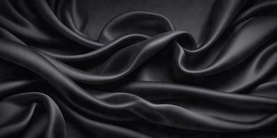 The primary subject of the image is a close-up of a black fabric, possibly a piece of clothing or a curtain. The setting is a dark background, which emphasizes the fabric's texture and pattern. The visual style is a black and white photo, giving the image a classic and timeless appearance. The colors and mood are predominantly dark, with the black fabric serving as the focal point of the image.