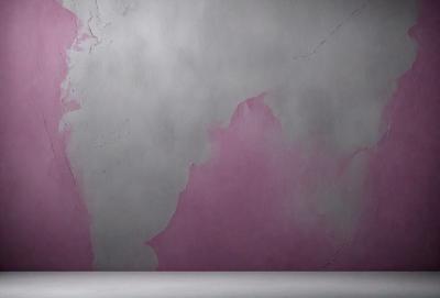 The primary subject of the image is a pink and white map painted on a wall. The setting is a room with a white background, and the visual style is a painting. The dominant colors are pink and white, creating a warm and inviting atmosphere.