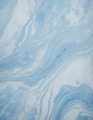 The primary subject of the image is a blue and white marbled wallpaper. The setting is a room with a blue and white marbled wallpapered wall. The visual style is a patterned wallpaper, and the colors and mood are predominantly blue and white, creating a calm and soothing atmosphere.