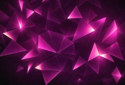 The primary subject of the image is a pattern of pink triangles. The setting is a dark background, which contrasts with the bright pink triangles. The visual style is a digital art or illustration, as the triangles are arranged in a geometric pattern. The colors and mood of the image are predominantly pink, creating a warm and vibrant atmosphere.