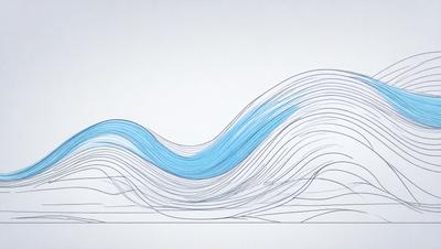 The primary subject of the image is a blue wave, which is the main focus of the scene. The wave is depicted in a digital art style, giving it a modern and visually appealing appearance. The setting is a white background, which provides a clean and minimalist look to the image. The overall atmosphere is calm and serene, as the blue wave is the main subject and the background is simple and uncluttered.