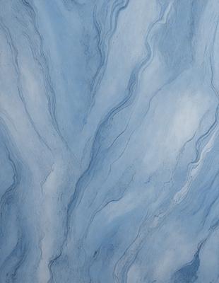 The primary subject of the image is a blue and white marbled wall. The setting is a room with a blue and white marbled wall as the main focus. The visual style is a close-up of the marbled wall, showcasing its intricate patterns. The colors and mood of the image are predominantly blue and white, creating a calm and serene atmosphere.