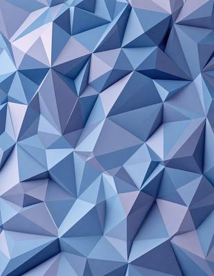 The primary subject of the image is a blue geometric pattern, which is the main focus of the image. The setting is a blue background, and the visual style is a digital art or illustration. The dominant colors are blue and white, creating a calm and soothing atmosphere.