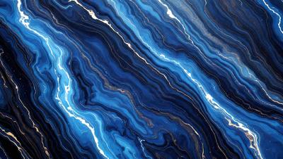 The primary subject of the image is a blue and gold patterned wallpaper. The setting is a wall, and the visual style is a close-up of the wallpaper. The dominant colors are blue and gold, creating a rich and luxurious atmosphere.