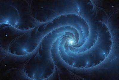 The primary subject of the image is a spiral pattern, which is the main object, scene, or focus of the image. The spiral pattern is set against a blue background, creating a visually striking and vibrant scene. The visual style of the image is digital art, as it appears to be a digital illustration or drawing. The dominant colors in the image are blue and white, giving it a calm and serene atmosphere.