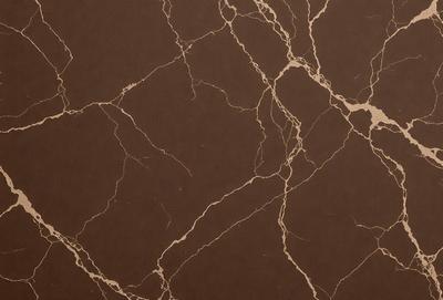 The image features a brown marble wall with a pattern of white veins. The wall appears to be made of marble, giving it a luxurious and elegant appearance. The marble wall is the primary subject of the image, and it is set against a brown background, which complements the natural color of the marble. The visual style of the image is a close-up of the marble wall, showcasing its intricate pattern and texture. The colors and mood of the image are warm and sophisticated