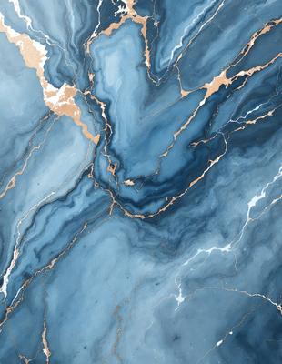 The primary subject of the image is a blue and gold marble wall. The setting is a room with a blue and gold marble wall, which serves as the background. The visual style is a close-up of the marble wall, showcasing its intricate patterns and textures. The dominant colors are blue and gold, creating a luxurious and elegant atmosphere.