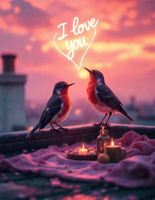 The primary subject of the image is a pair of birds sitting on a table. The setting is an outdoor environment, with the birds perched on a table near a building. The visual style is a photo, capturing the birds in their natural habitat. The colors and mood of the image are warm and inviting, with the birds being the main focus of the scene.