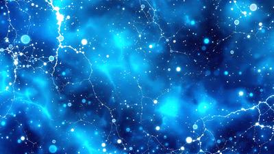 The primary subject of the image is a blue, star-filled sky. The setting is a space background, and the visual style is a digital art or illustration. The dominant colors are blue and white, creating a serene and peaceful atmosphere.