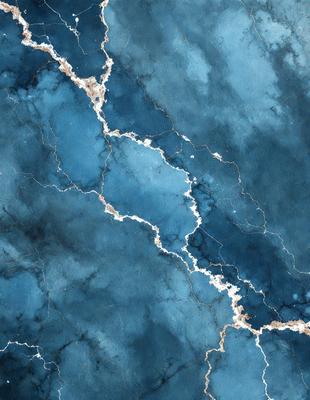 The primary subject of the image is a blue and white marbled wall. The setting is a room with a blue and white marbled wall, which serves as the background. The visual style is a painting, with the artist using a combination of blue and white colors to create a unique and visually appealing design. The colors and mood of the image are predominantly blue and white, giving it a calm and serene atmosphere.