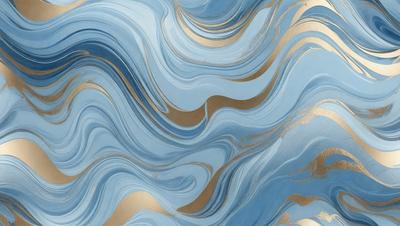The primary subject of the image is a blue and gold swirling pattern, which appears to be a digital art or illustration. The setting is a blue and gold background, and the visual style is a combination of digital art and illustration. The dominant colors in the image are blue and gold, creating a vibrant and lively atmosphere.