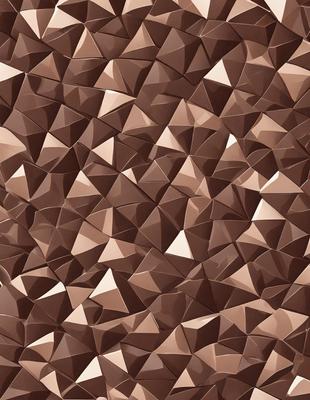 The primary subject of the image is a patterned wall made of brown and tan geometric shapes. The setting is a room with a brown and tan color scheme. The visual style is a combination of digital art and illustration, creating a unique and intricate design. The dominant colors are brown and tan, giving the wall a warm and earthy appearance.