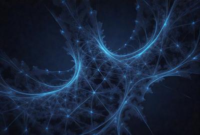 The primary subject of the image is a blue, swirling, and glowing pattern. The setting is a dark background, which contrasts with the bright blue pattern. The visual style appears to be a digital art or illustration, as the pattern is intricate and detailed. The colors and mood of the image are predominantly blue, creating a sense of calmness and tranquility.