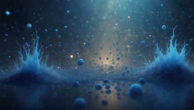 The primary subject of the image is a blue background with a pattern of blue and white spheres. The setting appears to be a space or an underwater environment, as the spheres are floating in the background. The visual style of the image is digital art, as it features a computer-generated pattern of spheres. The colors and mood of the image are predominantly blue and white, creating a calm and serene atmosphere.