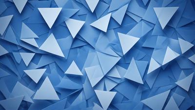 The primary subject of the image is a blue background with a pattern of triangles. The setting is a blue background, and the visual style is a digital art or illustration. The dominant colors are blue and white, creating a calm and soothing atmosphere.
