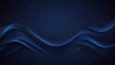 The primary subject of the image is a blue background with a pattern of white dots. The setting appears to be a dark room, and the visual style is a digital art or illustration. The dominant colors are blue and white, creating a calm and serene atmosphere.