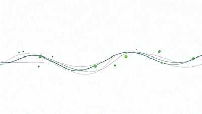 The primary subject of the image is a wave, which is depicted as a green and white line. The setting is a white background, and the visual style appears to be a digital art or illustration. The colors and mood of the image are predominantly green and white, creating a sense of calm and tranquility.