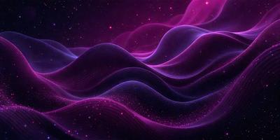 The primary subject of the image is a purple, pink, and blue wave pattern. The setting is a dark, starry background, which adds to the overall mood of the image. The visual style is a combination of digital art and illustration, creating a unique and captivating scene. The colors and mood of the image are predominantly purple and pink, with a touch of blue, giving it a vibrant and lively atmosphere.