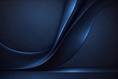 The primary subject of the image is a blue, curved, and swirling design. The setting is a dark background, which contrasts with the blue design. The visual style appears to be a digital art or illustration, as it is a well-defined and intricate pattern. The colors and mood of the image are predominantly blue, creating a sense of calmness and tranquility.