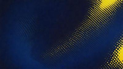 The primary subject of the image is a blue background with a pattern of yellow dots. The setting appears to be a dark room, and the visual style is a combination of digital art and illustration. The dominant colors are blue and yellow, creating a calm and soothing atmosphere.