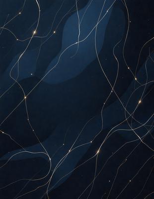 The primary subject of the image is a blue background with a pattern of yellow lines. The setting appears to be a night sky, with the yellow lines resembling stars. The visual style of the image is a combination of digital art and illustration, creating a unique and captivating atmosphere. The dominant colors are blue and yellow, with the yellow lines creating a sense of depth and movement in the image.