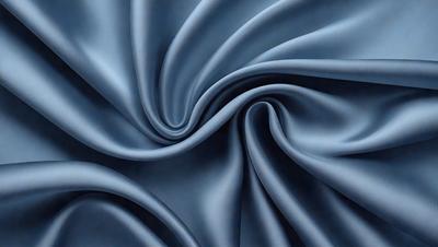 The primary subject of the image is a blue fabric, which appears to be a piece of silk. The setting is a room with a blue background, and the visual style is a close-up of the fabric. The colors and mood of the image are predominantly blue, creating a calm and serene atmosphere.