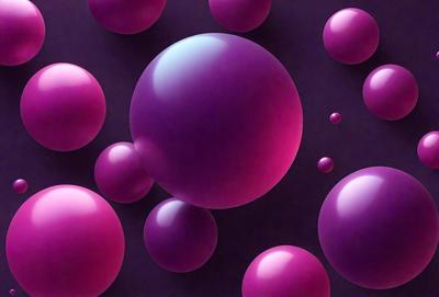 The primary subject of the image is a purple bubble, which is the main object, scene, or focus of the image. The setting or background is a dark purple background, which adds to the overall atmosphere. The visual style of the image is digital art, as it is a computer-generated image. The dominant colors in the image are purple and pink, creating a vibrant and lively mood.