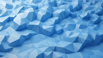 The primary subject of the image is a blue, geometric pattern. The setting is a blue background, and the visual style appears to be a digital art or illustration. The dominant colors are blue and white, creating a calm and soothing atmosphere.