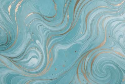 The primary subject of the image is a blue and gold swirling pattern, which appears to be a design or a piece of art. The setting is a blue surface, possibly a wall or a table, with the swirling pattern as the main focus. The visual style of the image is a combination of digital art and illustration, creating a unique and eye-catching design. The dominant colors in the image are blue and gold, giving the pattern a vibrant and elegant appearance.