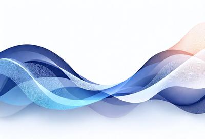 The primary subject of the image is a blue wave, which is the main focus of the scene. The wave is set against a white background, giving it a clean and minimalist appearance. The visual style of the image is digital art, as it is a computer-generated representation of a wave. The dominant colors in the image are blue and white, creating a calm and serene atmosphere.