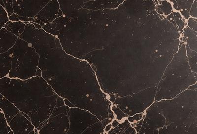 The primary subject of the image is a black marble surface with a pattern of dots. The setting is a dark room, and the visual style appears to be a close-up of the marble surface. The colors and mood of the image are dark and moody, with the black marble and dots creating a dramatic and sophisticated atmosphere.