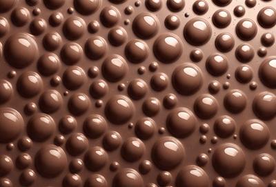 The primary subject of the image is a close-up of a chocolate surface, possibly a chocolate cake or a chocolate-covered item. The setting is a chocolate-themed background, which adds to the overall atmosphere of the image. The visual style is a close-up of the chocolate, showcasing its texture and details. The colors in the image are predominantly brown, which is consistent with the chocolate theme.