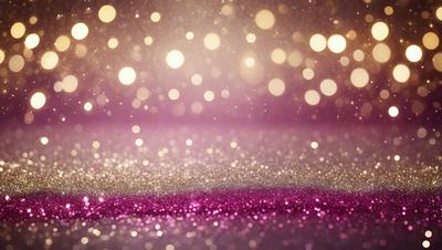 The primary subject of the image is a purple background with a pattern of glittering, sparkling lights. The setting appears to be a dark room, and the visual style is a combination of a photo and digital art. The colors and mood of the image are predominantly purple, with the sparkling lights adding a sense of brightness and energy to the scene.