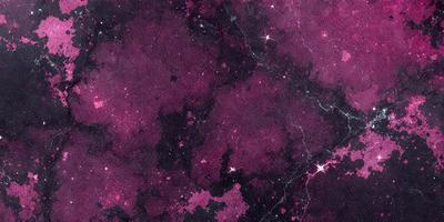 The primary subject of the image is a purple background with a black and white star pattern. The setting is a space-themed background, and the visual style is a combination of a photo and digital art. The dominant colors are purple and black, creating a dark and moody atmosphere.