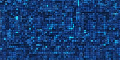 The primary subject of the image is a blue, pixelated background with a pattern of blue squares. The setting is a digital artwork, and the visual style is a combination of digital art and illustration. The dominant colors are blue, and the overall atmosphere is vibrant and visually appealing.