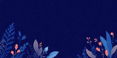 The primary subject of the image is a blue sky with a few leaves scattered throughout. The setting is a night sky, and the visual style is a digital art or illustration. The colors are predominantly blue, and the mood is serene and peaceful.