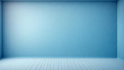 The primary subject of the image is a blue wall with a white floor. The setting is a room with a blue wall and a white floor. The visual style is a photo, and the colors and mood are predominantly blue and white, creating a calm and serene atmosphere.