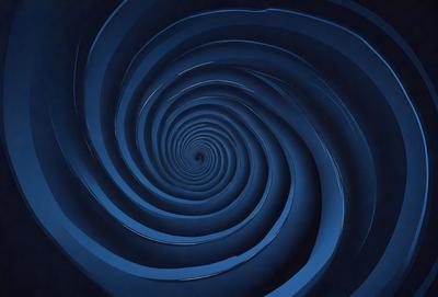The primary subject of the image is a spiral pattern, which is the main object, scene, or focus of the image. The spiral pattern is set against a blue background, creating a visually striking contrast. The spiral pattern is a digital art piece, showcasing the artist's skill in creating intricate designs. The overall atmosphere of the image is one of depth and complexity, with the spiral pattern inviting the viewer to explore its many layers.